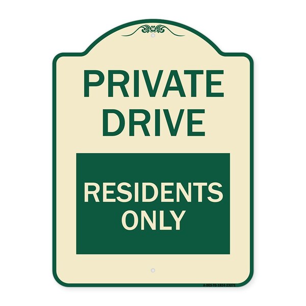 Private Drive Private Drive Residents Heavy-Gauge Aluminum Sign, 24" x 18", TG-1824-23271
